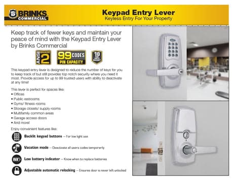 Keypad Lever Sell Sheet
